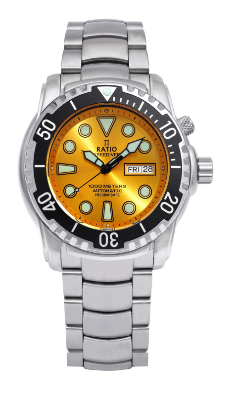 Ratio FreeDiver Helium-Safe 1000M Sapphire Automatic 1068HA96-34VA-YLW Men's Watch