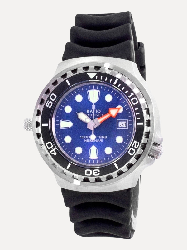 Ratio 2nd Generation Free Diver Helium-Safe Quartz 1038EF102V-BLU-V02 1000M Men's Watch