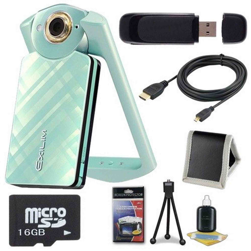6Ave Casio EX-TR60 Self Portrait/Selfie Digital Camera (Green) + 16GB microSD Memory Card + Micro HDMI Cable + SDHC Card