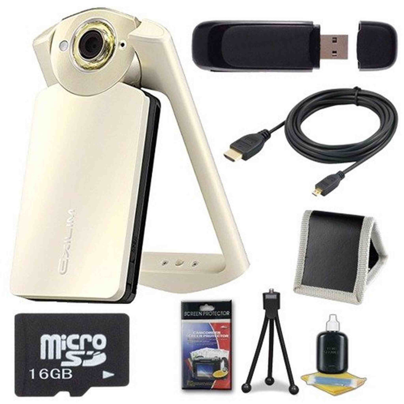 6Ave Casio EX-TR60 Self Portrait/Selfie Digital Camera (Silky White) + 16GB microSD Memory Card + Micro HDMI Cable + SDH