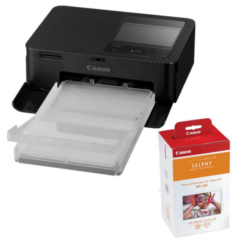 Canon SELPHY CP1500 Compact Photo Printers with RP-108 Ink/Paper Set, Black (International Model)