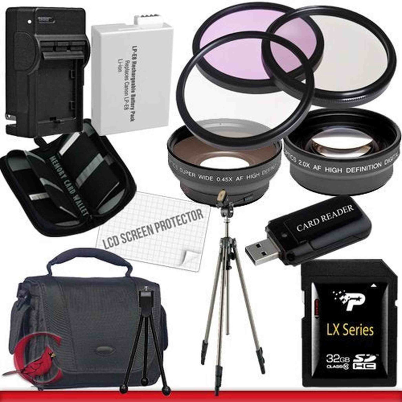 Canon T4i Accessory Saver Kit (58mm Wide Angle Lens + 58mm 2X Telephoto Lens + 58mm 3 Piece Filter Kit + 32GB SDHC Memory + Extended Life Battery + Ac
