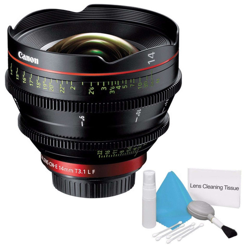 Canon CN-E 14mm T3.1 L F Cinema Prime Lens (EF Mount) (International Model) + Deluxe Cleaning Kit Base Bundle