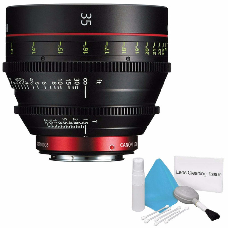 Canon CN-E 35mm T1.5 L F Cine Prime Lens EF Mount (International Model) + Deluxe Cleaning Kit