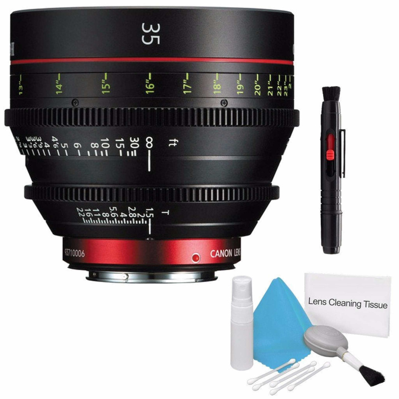 Canon CN-E 35mm T1.5 L F Cine Prime Lens EF Mount (International Model) + Deluxe Cleaning Bundle