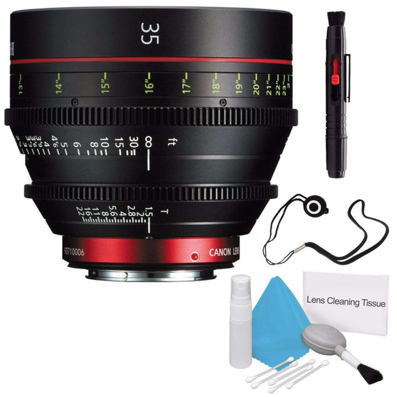 Canon CN-E 35mm T1.5 L F Cine Prime Lens EF Mount (International Model) + Deluxe Cleaning Kit + Lens Cap Keeper Pro Bundle