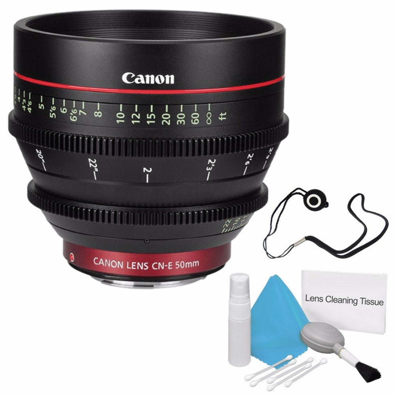 Canon CN-E 50mm T1.3 L F Cine Lens (International Model) + Deluxe Cleaning Kit + Lens Cap Keeper Starter Bundle