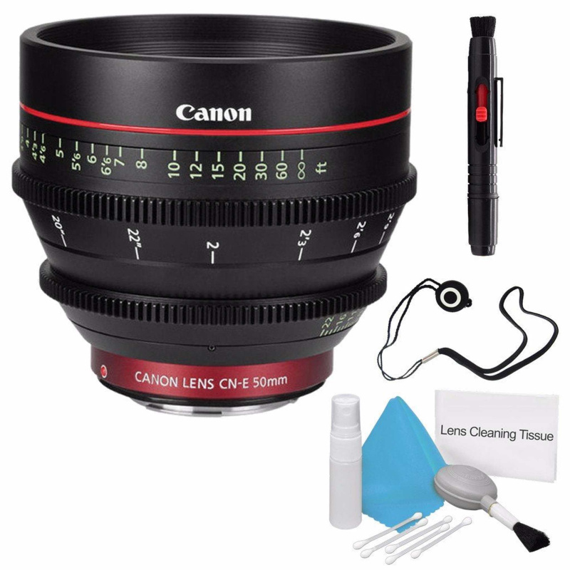 Canon CN-E 50mm T1.3 L F Cine Lens (International Model) + Deluxe Cleaning Kit + Lens Cap Keeper Pro Bundle