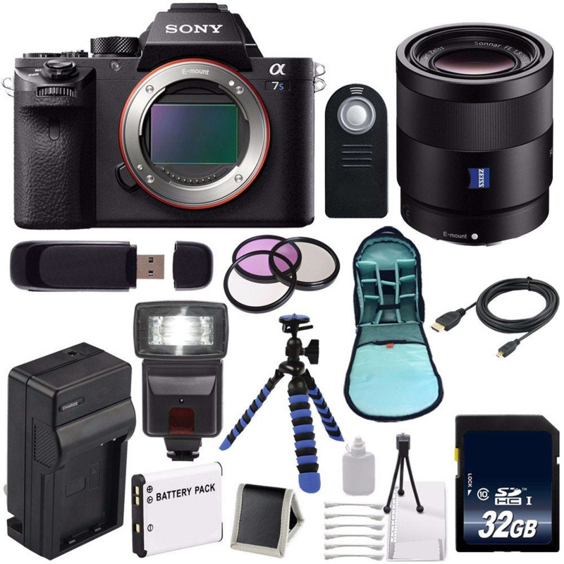 Sony Alpha a7S II a7S Mark II a7SII ILCE7SM2/B Mirrorless Digital Camera (International Model) + Sony Sonnar T FE 55mm Lens Outdoor Bundle