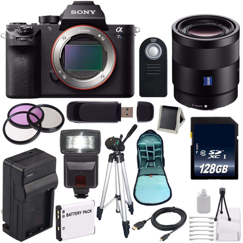 Sony Alpha a7S II a7S Mark II a7SII ILCE7SM2/B Mirrorless Digital Camera (International Model) + Sony Sonnar T FE 55mm Lens Awesome Bundle