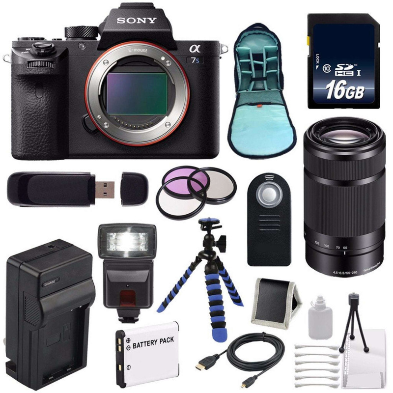 Sony Alpha a7S II a7S Mark II a7SII ILCE7SM2/B Mirrorless Digital Camera (International Model) + Sony E 55-210mm f/4.5-6 Lens Deluxe Bundle