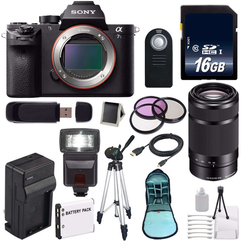Sony Alpha a7S II a7S Mark II a7SII ILCE7SM2/B Mirrorless Digital Camera (International Model) + Sony E 55-210mm f/4.5-6 Lens Travel Bundle