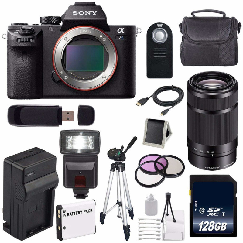 Sony Alpha a7S II a7S Mark II a7SII ILCE7SM2/B Mirrorless Digital Camera (International Model) + Sony E 55-210mm f/4.5-6 Lens Awesome Bundle