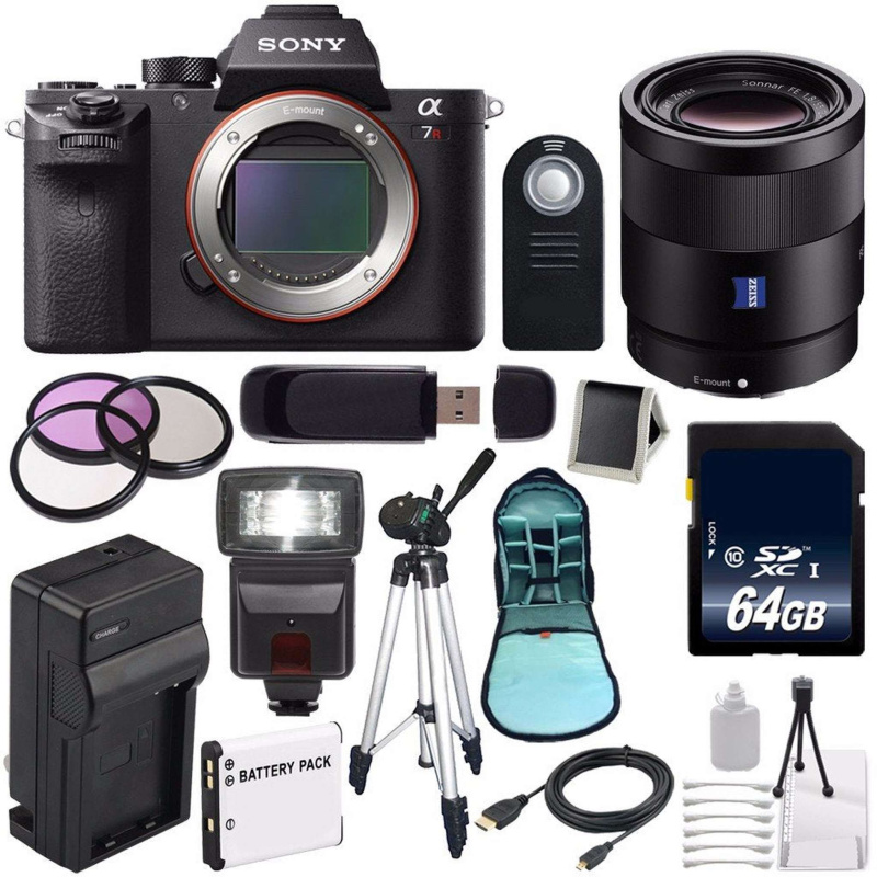 Sony Alpha a7R II Mirrorless Digital Camera (International Model) + Sony Sonnar T FE 55mm f/1.8 ZA Lens + 49mm 3 Piece Pro Bundle
