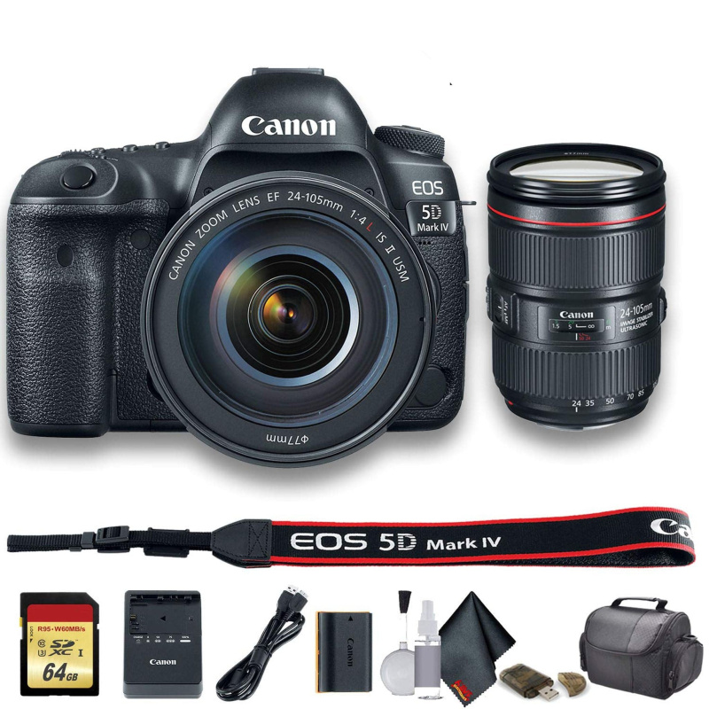 Canon EOS 5D Mark IV DSLR Camera with 24-105mm f/4L II Lens (1483C010) - Starter Bundle (International Model)