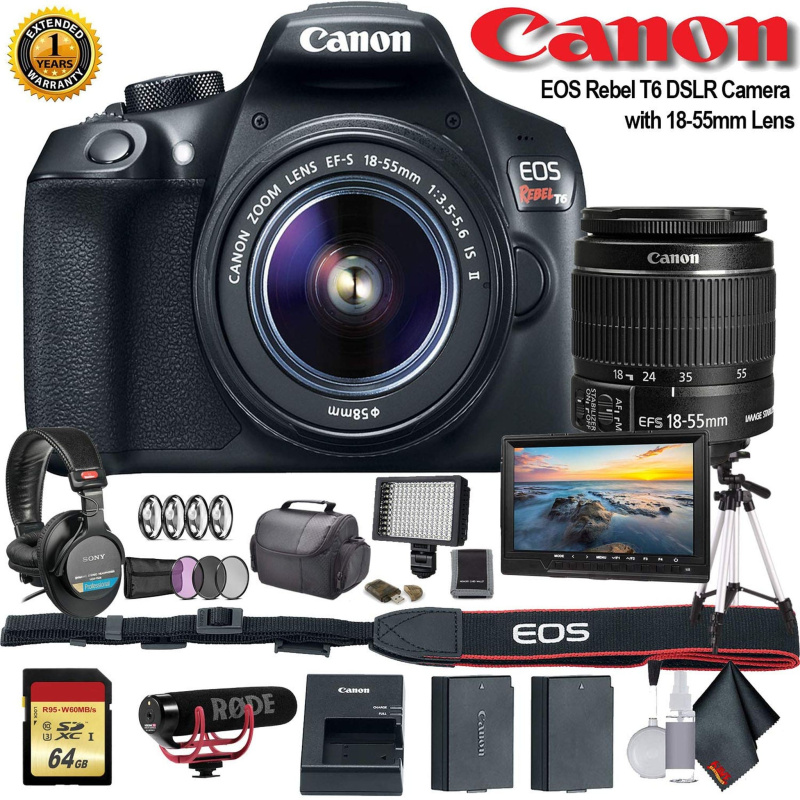 Canon EOS Rebel T6 DSLR Camera + 18-55mm Lens Starter Bundle 03 (International Model)