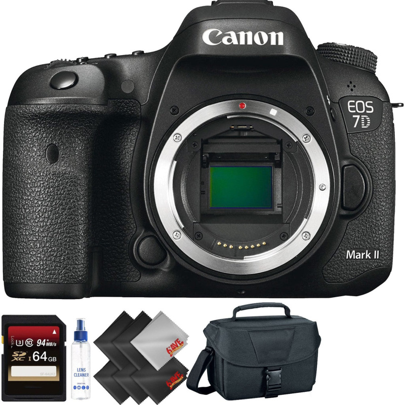 Canon EOS 7D Mark II DSLR Camera (Body Only) + 64GB Memory Card + 2 Year Accidental Warranty (International Model)