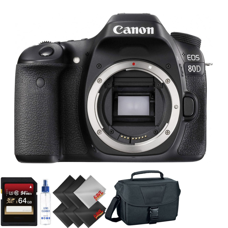 Canon EOS 80D DSLR Camera (Body Only) + 64GB Memory Card + 1 Year Warranty (International Model)