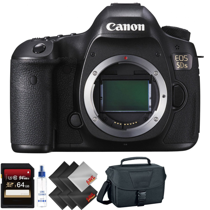 Canon EOS 5DS DSLR Camera (Body Only) + 64GB Memory Card + 1 Year Warranty Advanced Bundle (International Model)