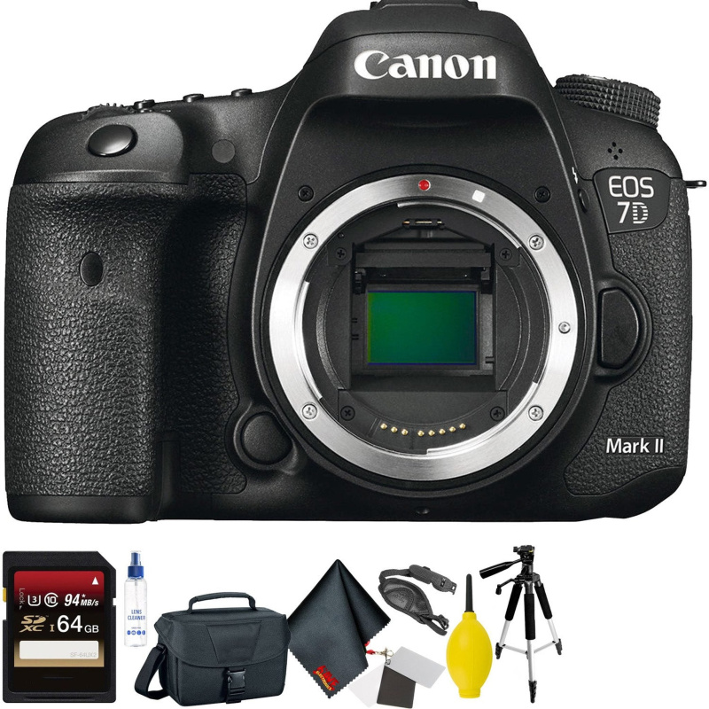 Canon EOS 7D Mark II DSLR Camera (Body Only) + 64GB Memory Card + Mega Accessory Kit + 2 Year Accidental Warranty (International Model)