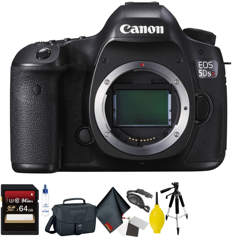 Canon EOS 5DS R DSLR Camera (Body Only) + 64GB Memory Card + Mega Accessory Kit + 1 Year Warranty (International Model)