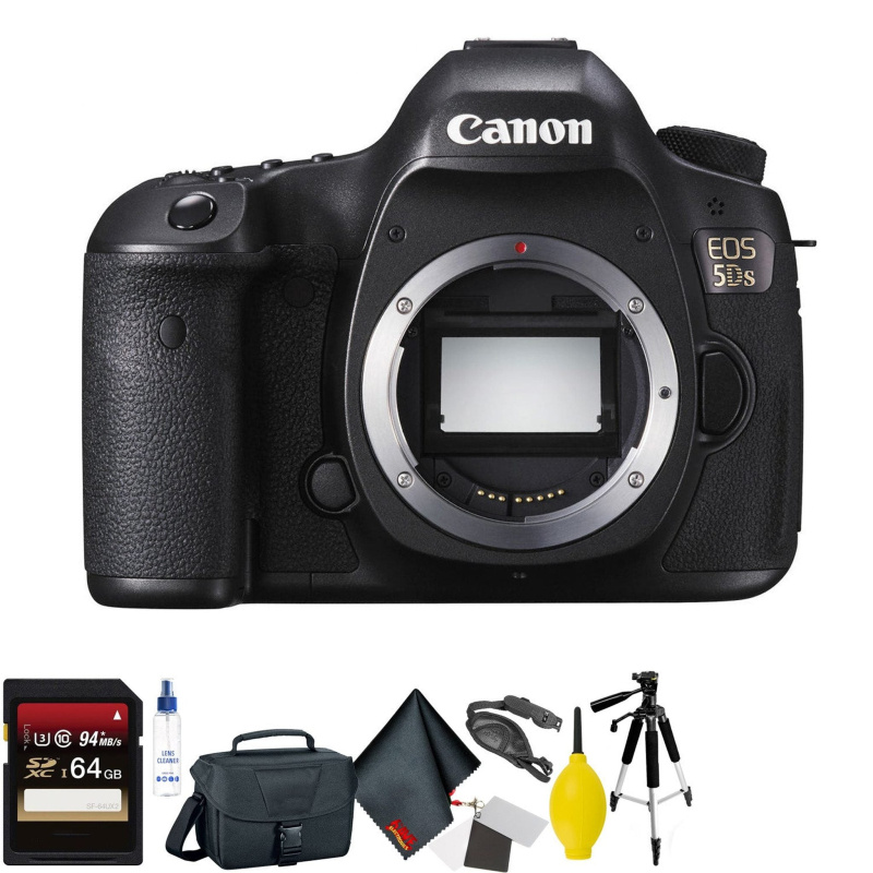 Canon EOS 5DS DSLR Camera (Body Only) + 64GB Memory Card + Mega Accessory Kit + 1 Year Warranty (International Model)