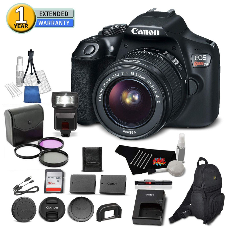 Canon EOS Rebel T6 Digital SLR Camera 1159C003 Bundle with 18-55mm f/3.5-5.6 is II Lens with 32GB Memory Card + Filter K (International Model)