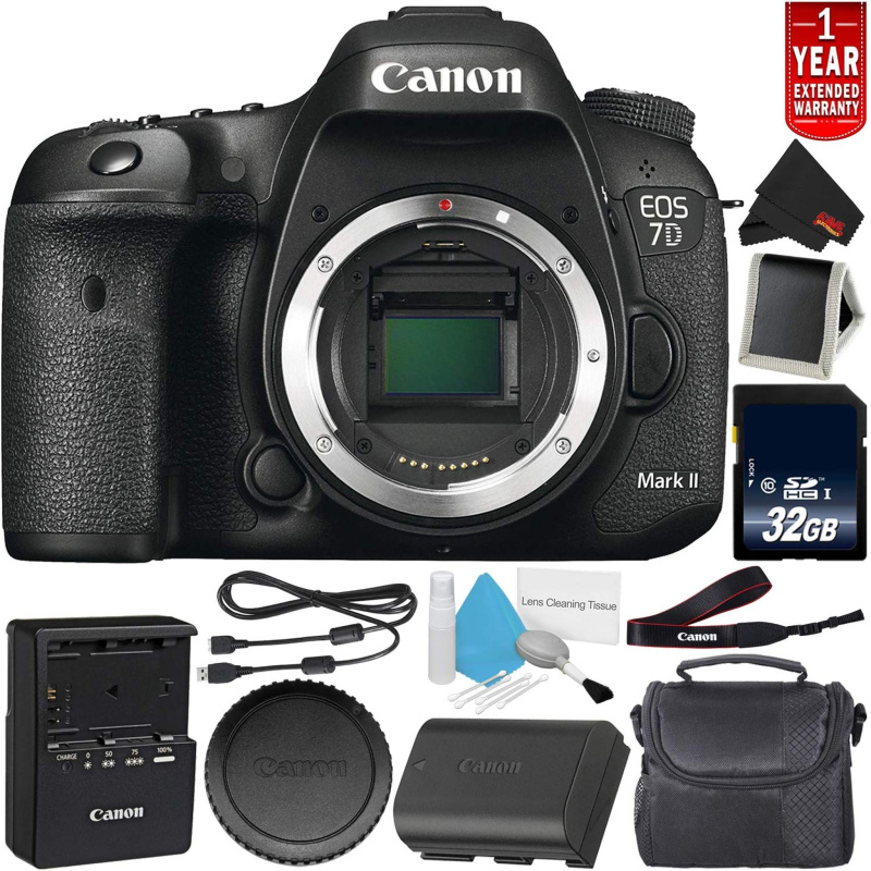Canon EOS 7D Mark II Digital SLR Camera 9128B002 (Body Only) International Model - Bundle with 32GB Memory Card Starter Bundle