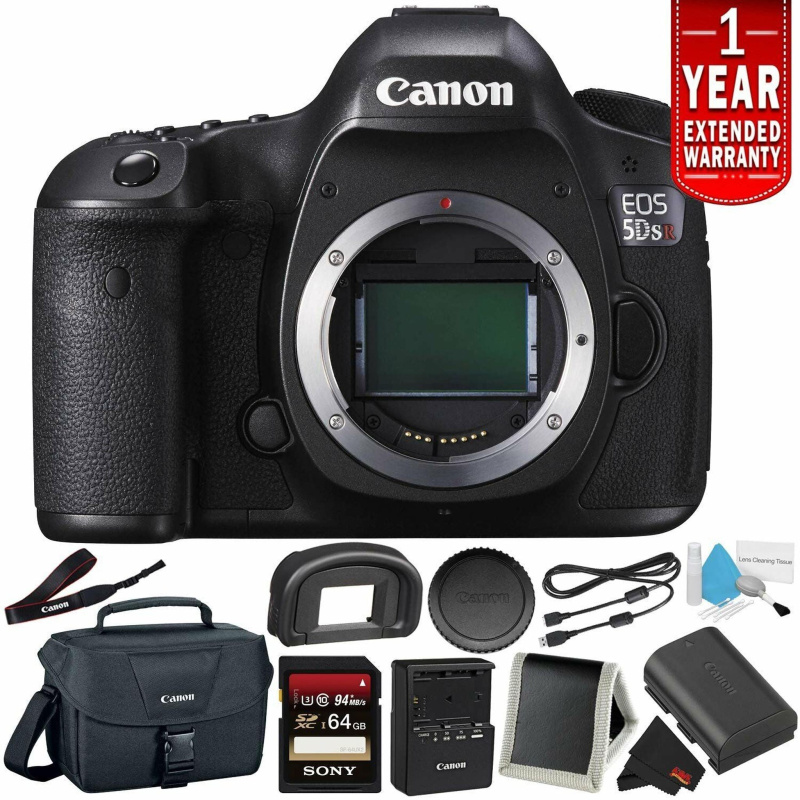 Canon EOS 5DS R Digital SLR Camera 0581C002 (Body Only)- Camera Bundle with 32GB Memory Card + with 1 Year Extended Warr (International Model)