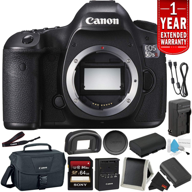 Canon EOS 5DS R Digital SLR Camera (Body Only)- Bundle with 32GB Memory Card + Spare Battery + More (International Versi (International Model)