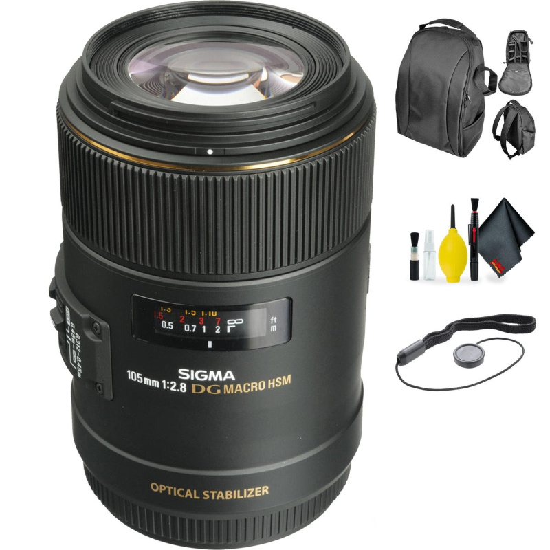 Sigma 105mm f/2.8 EX DG OS HSM Macro Lens for Canon EOS Cameras + Deluxe Lens Cleaning Kit (International Model)