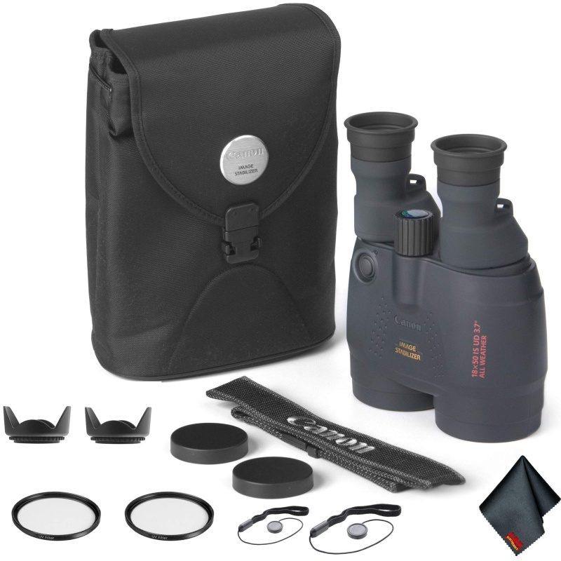 Canon 18x50 Image Stabilization All-Weather Binoculars - Starter Bundle (International Model)