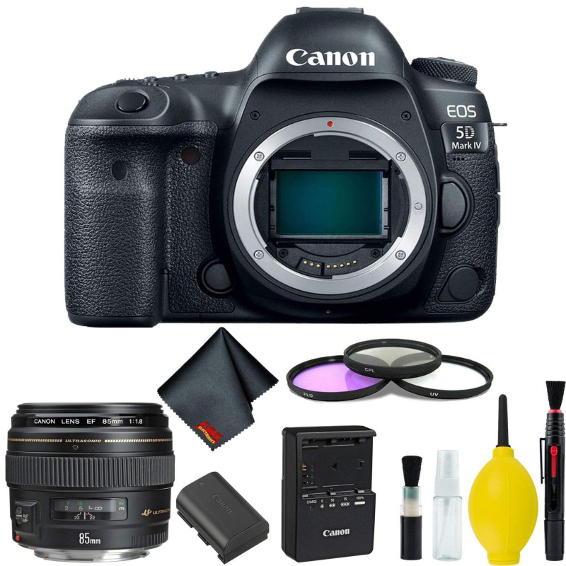 Canon EOS 5D Mark IV DSLR Camera Body Only 3 Piece Filter Kit (International Model) w/Canon EF 85mm f/1.8 USM Lens - Int