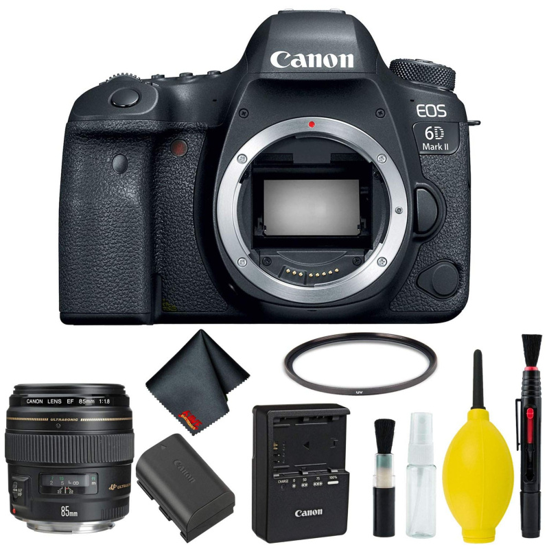 Canon EOS 6D Mark II DSLR Camera Body Only Basic Kit (International Model) w/Canon EF 85mm f/1.8 USM Lens - Internationa