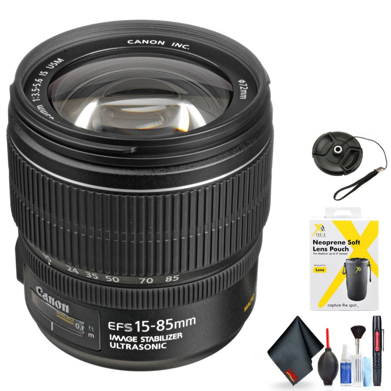 Canon EF-S 15-85mm f/3.5-5.6 is USM Lens for Canon EF-S Mount + Accessories (International Model with 2 Year Warranty)