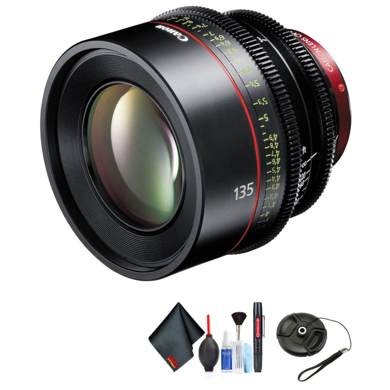 Canon CN-E 135mm T2.2 L F Cinema Prime Lens for Canon EF Mount + Accessories (International Model with 2 Year Warranty)