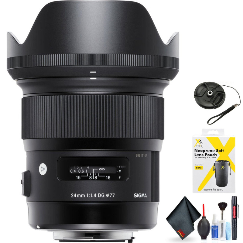 Sigma 24mm f/1.4 DG HSM Art Lens for Nikon F for Nikon F Mount + Accessories (International Model with 2 Year Warranty)