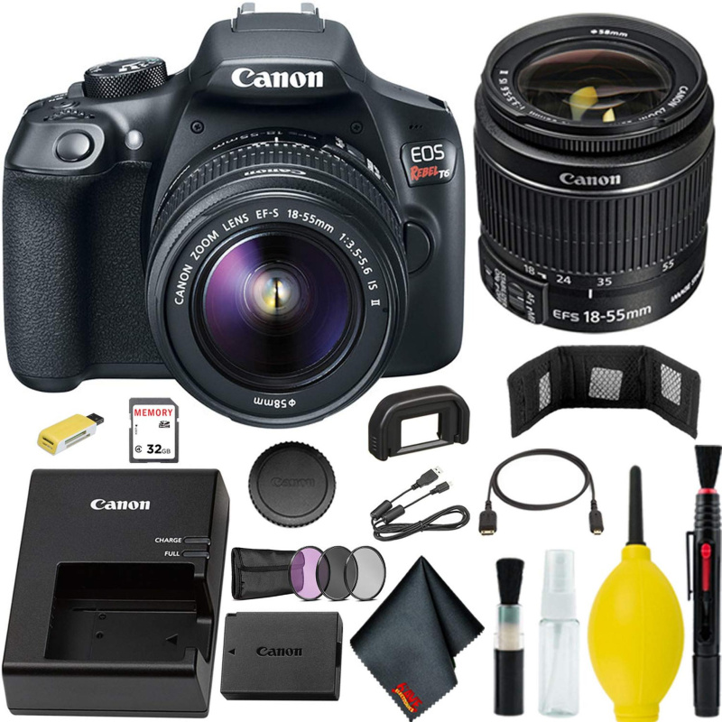 Canon EOS Rebel T6 DSLR Camera with 18-55mm Lens Memory Kit (International Model)