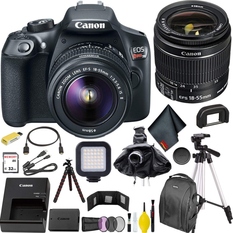 Canon EOS Rebel T6 DSLR Camera with 18-55mm Lens + LED Kit (International Model)
