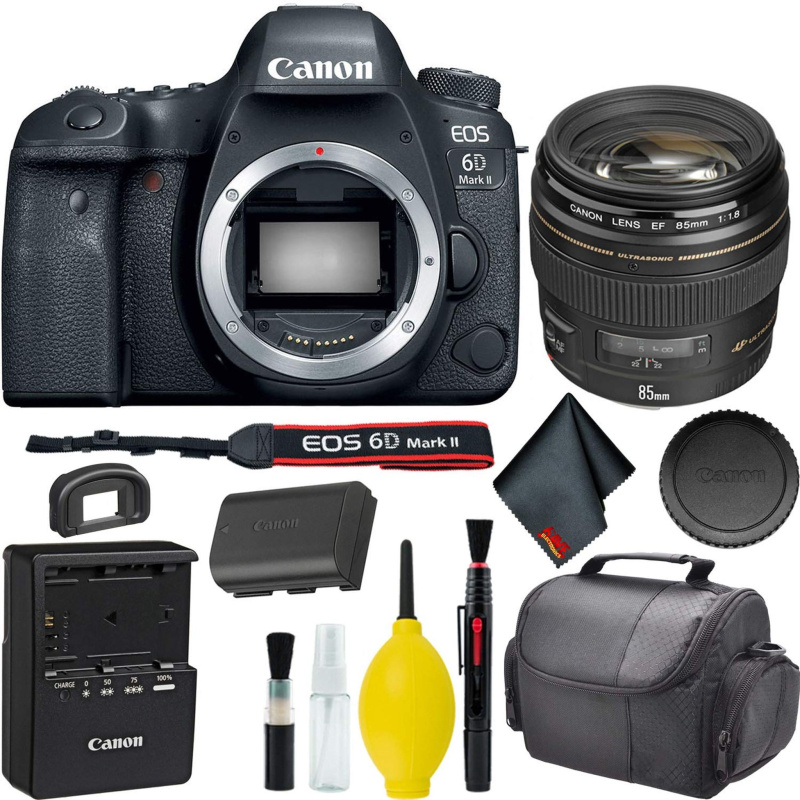 Canon EOS 6D Mark II DSLR Camera w/Canon EF 85mm f/1.8 USM Lens Bundle (International Model)