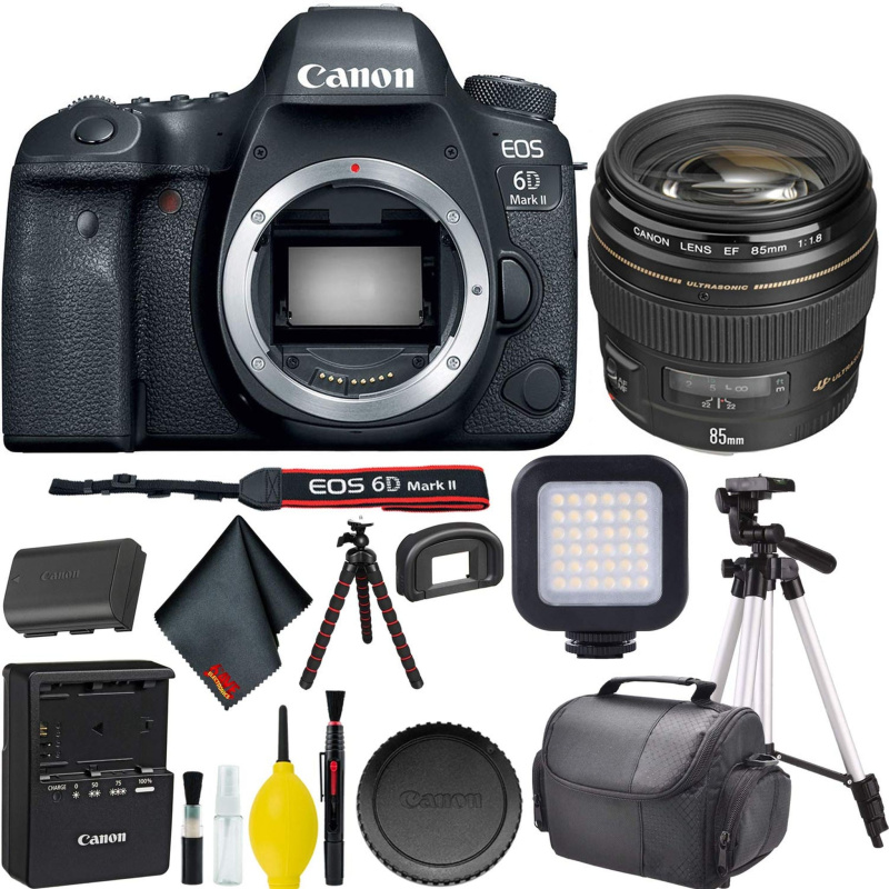 Canon EOS 6D Mark II DSLR Camera w/Tripod + Light Bundle (International Model)