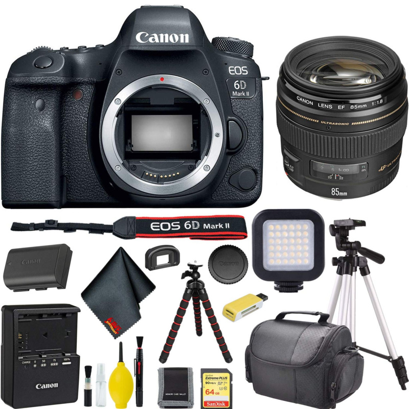 Canon EOS 6D Mark II DSLR Camera w/ 64GB Memory + Accessories Bundle (International Model)