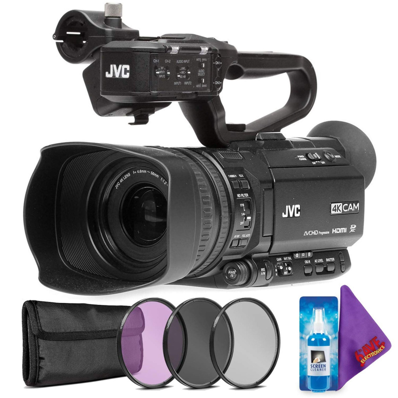 JVC GY-HM250 UHD 4K Streaming Camcorder with Built-in Lower-Thirds Graphics + Creative Filter Kit