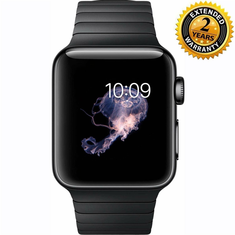 Apple Watch Series 2 38mm Smartwatch (Space Black Stainless Steel Case, Space Black Link Band) with 2 Year Extended Warranty