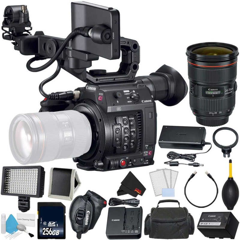 Canon EOS C200 Cinema Camera -EF-Mount International Model (2215C002) Bundle + Canon 24-70 F/2.8L II USM + Memory + More