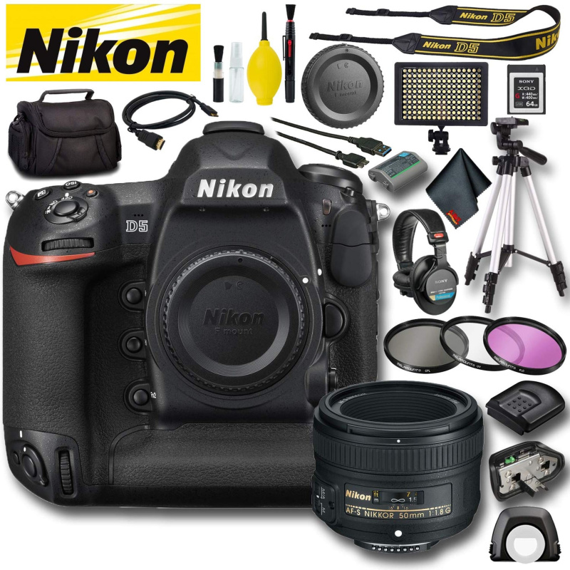 Nikon D5 DSLR Camera (Dual XQD Slots) (International Model) Master Bundle