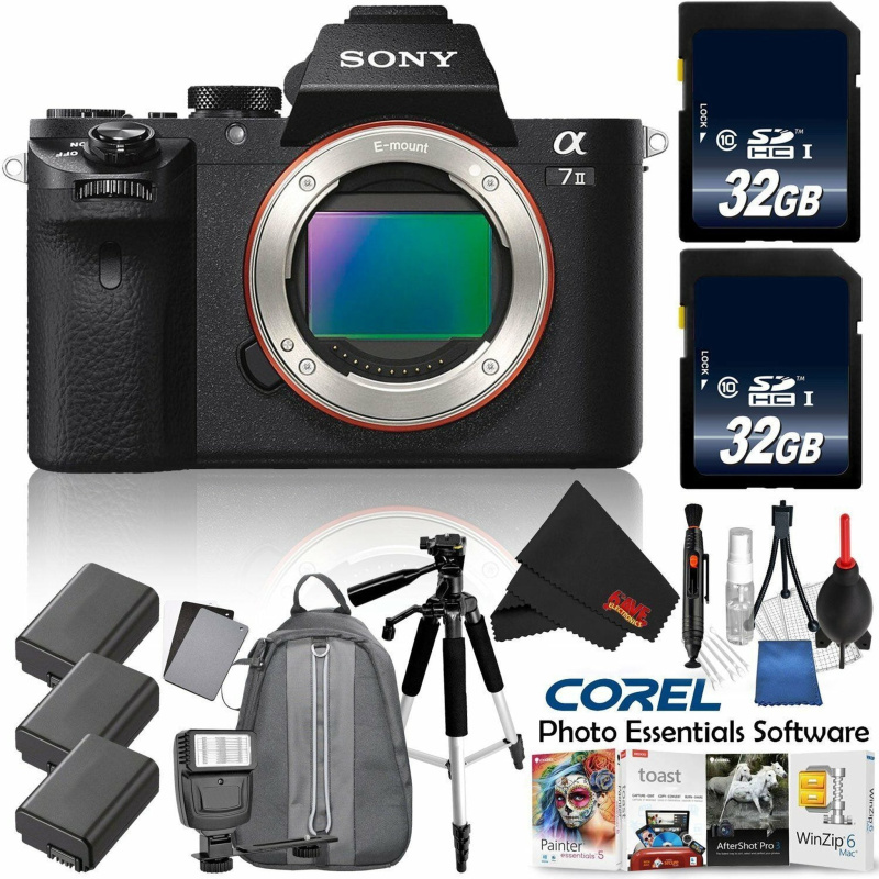 Sony Alpha a7 II Mirrorless Digital Camera International Version (Body Only) + Camera Case + Digital Flash + Professiona