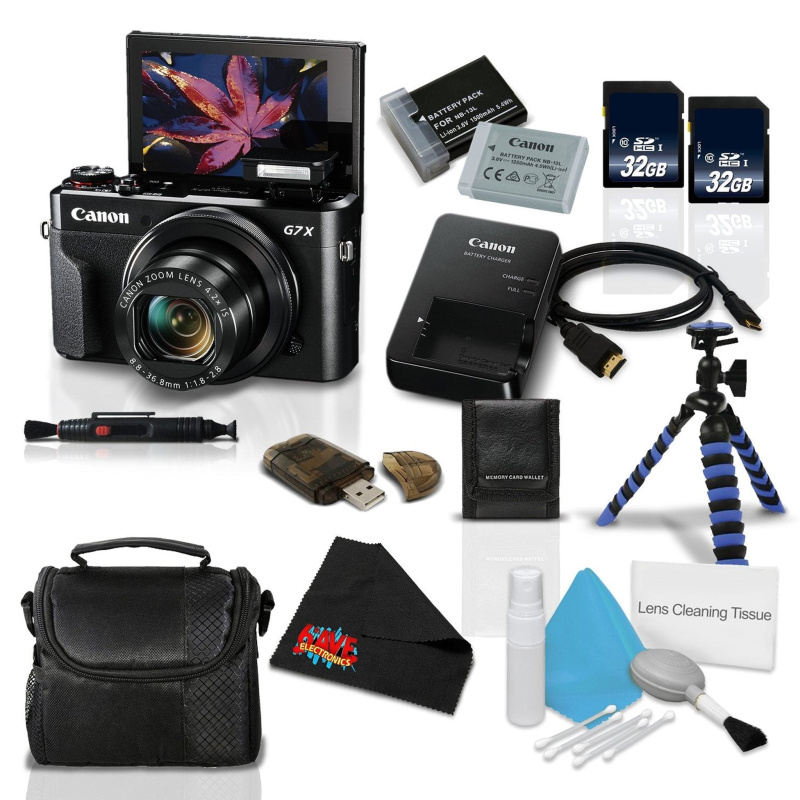 Canon PowerShot G7 X Mark II w/Accessories Bundle- Digital Camera w/1 Inch CMOS Sensor Tilt LCD Screen Touchscreen Acces (International Model)