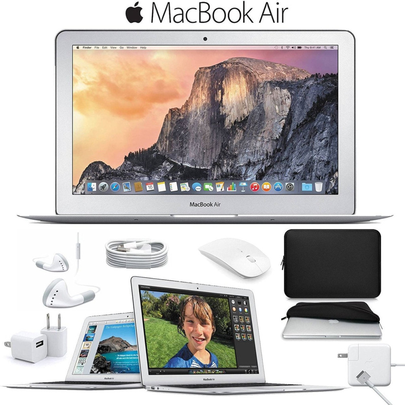 Apple 11.6" MacBook Air Notebook Computer (Early 2015) With Padded Case and Mouse Bundle