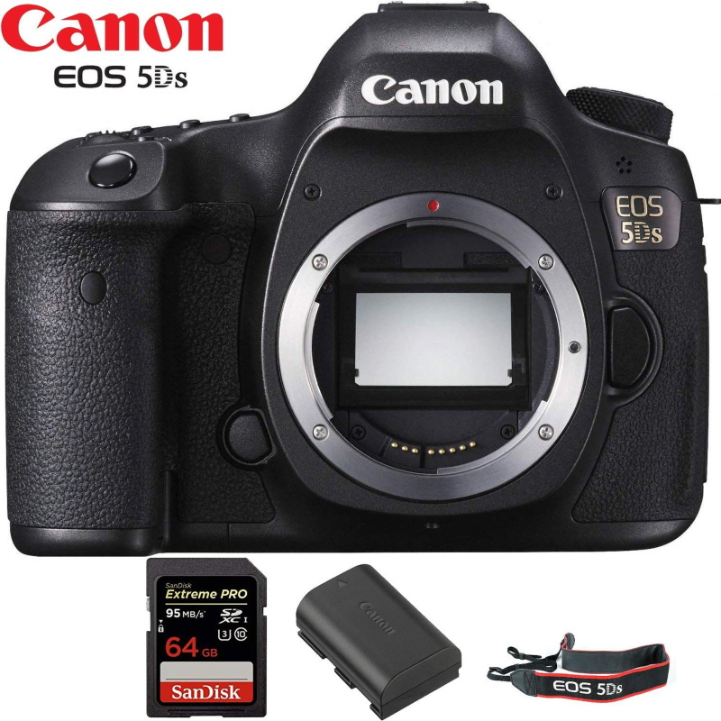 Canon EOS 5DS DSLR Camera (Body Only) International Version Starter Kit + 128GB Memory Card Bundle (International Model)